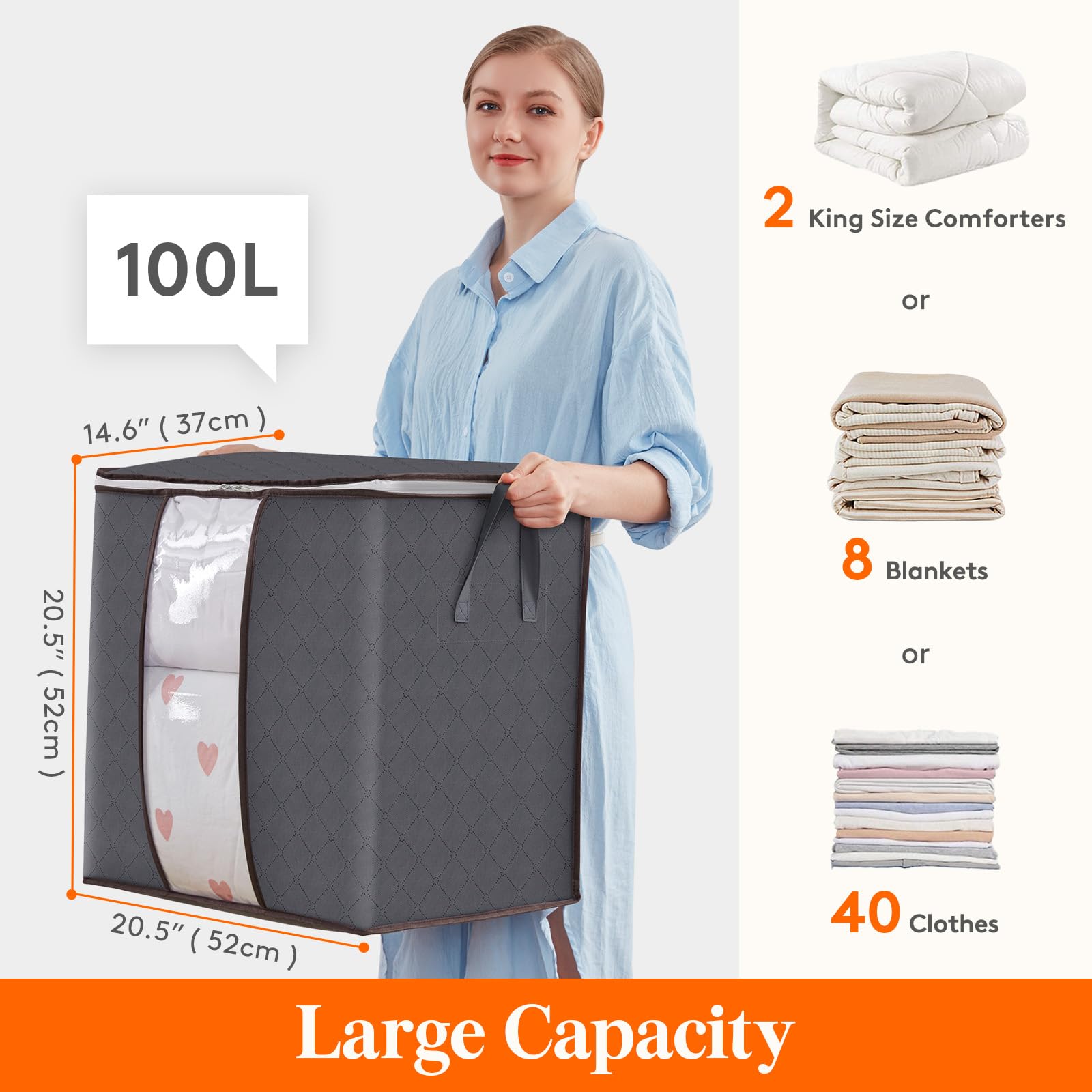Lifewit bin with reinforced handles for durable carrying of bulky items.