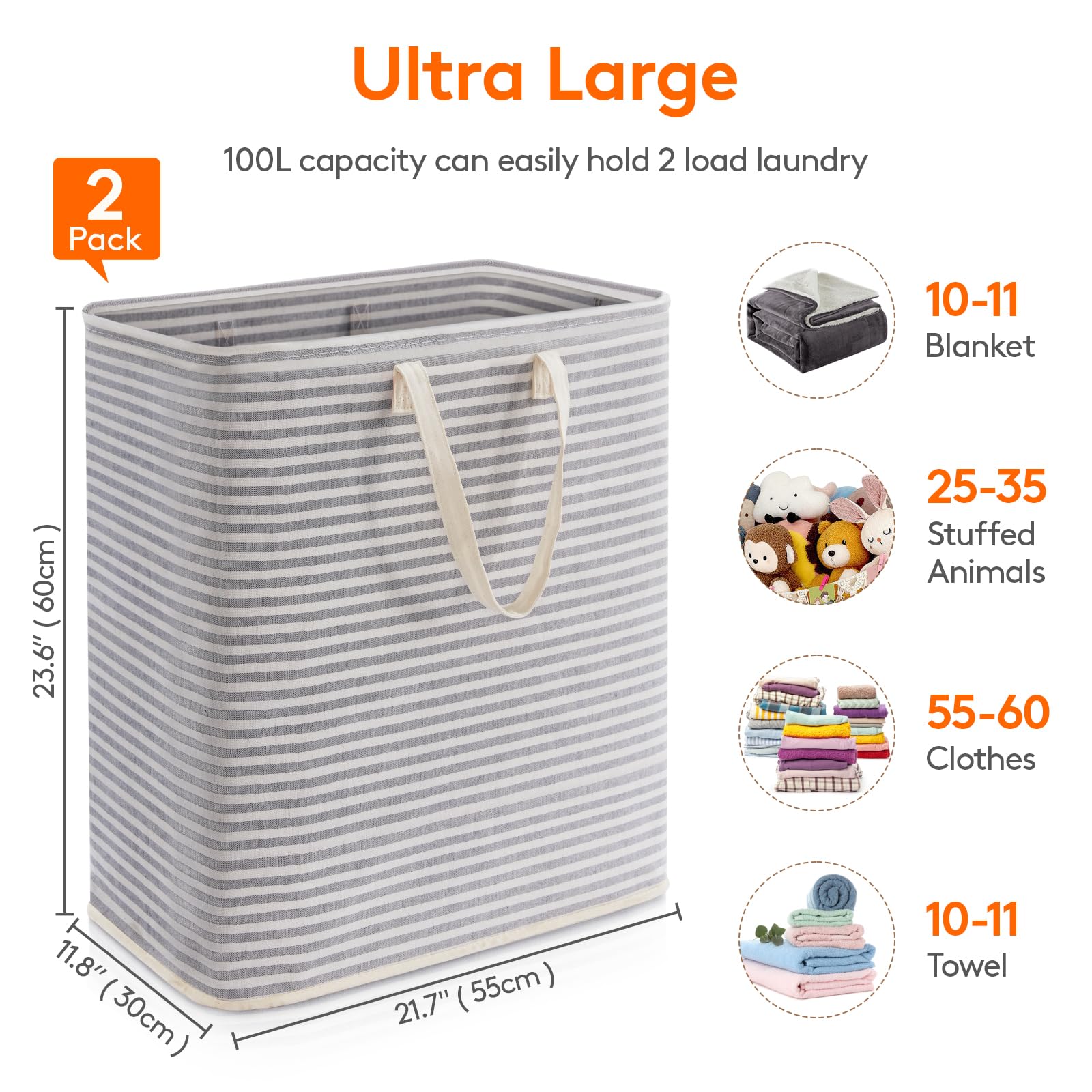 Lifewit reinforced-handles laundry bin ensures comfortable one-handed carrying.