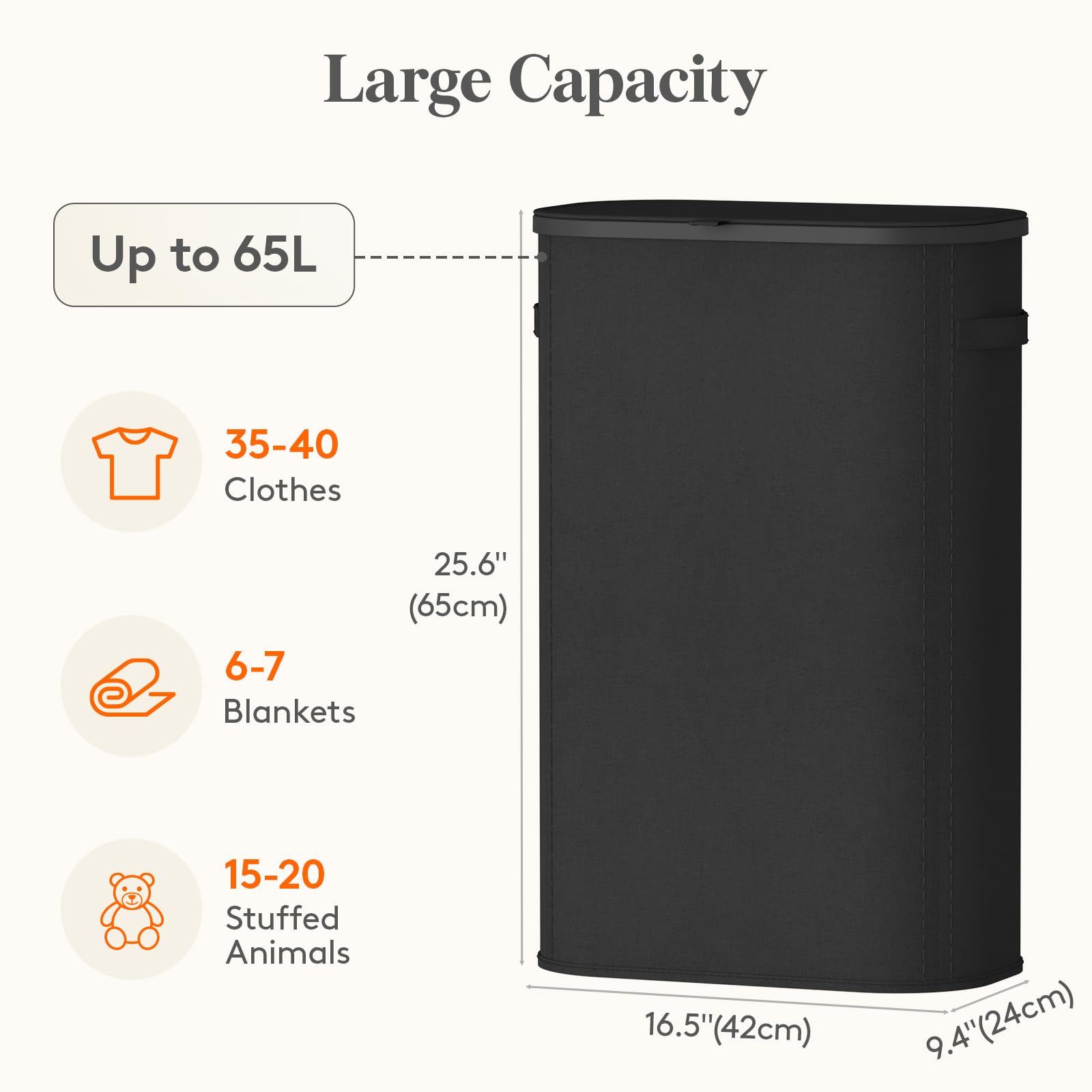 Lifewit removable inner bag ready for easy laundry trips.