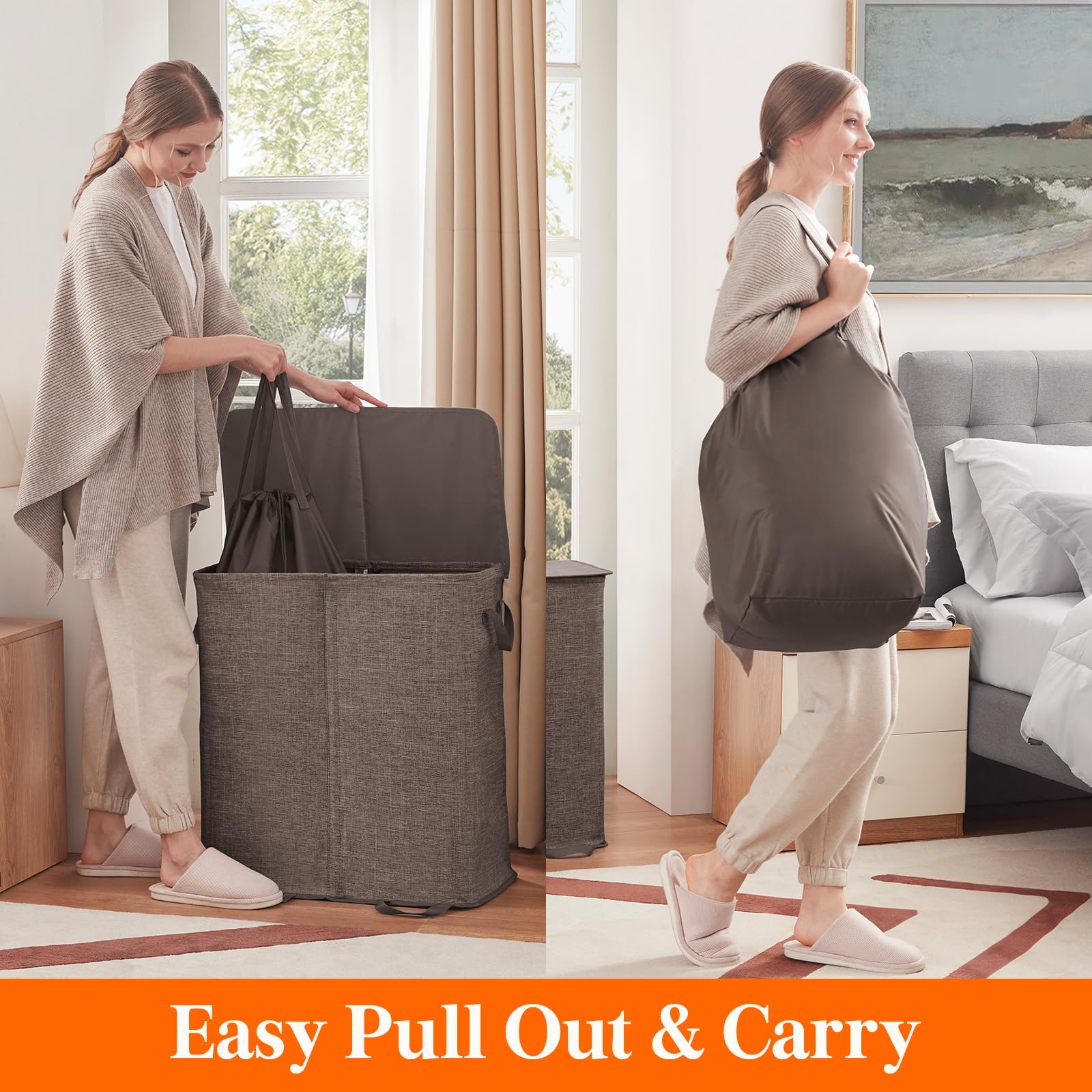 Lifewit large-capacity hamper, 136L, holds multiple loads for family laundry.