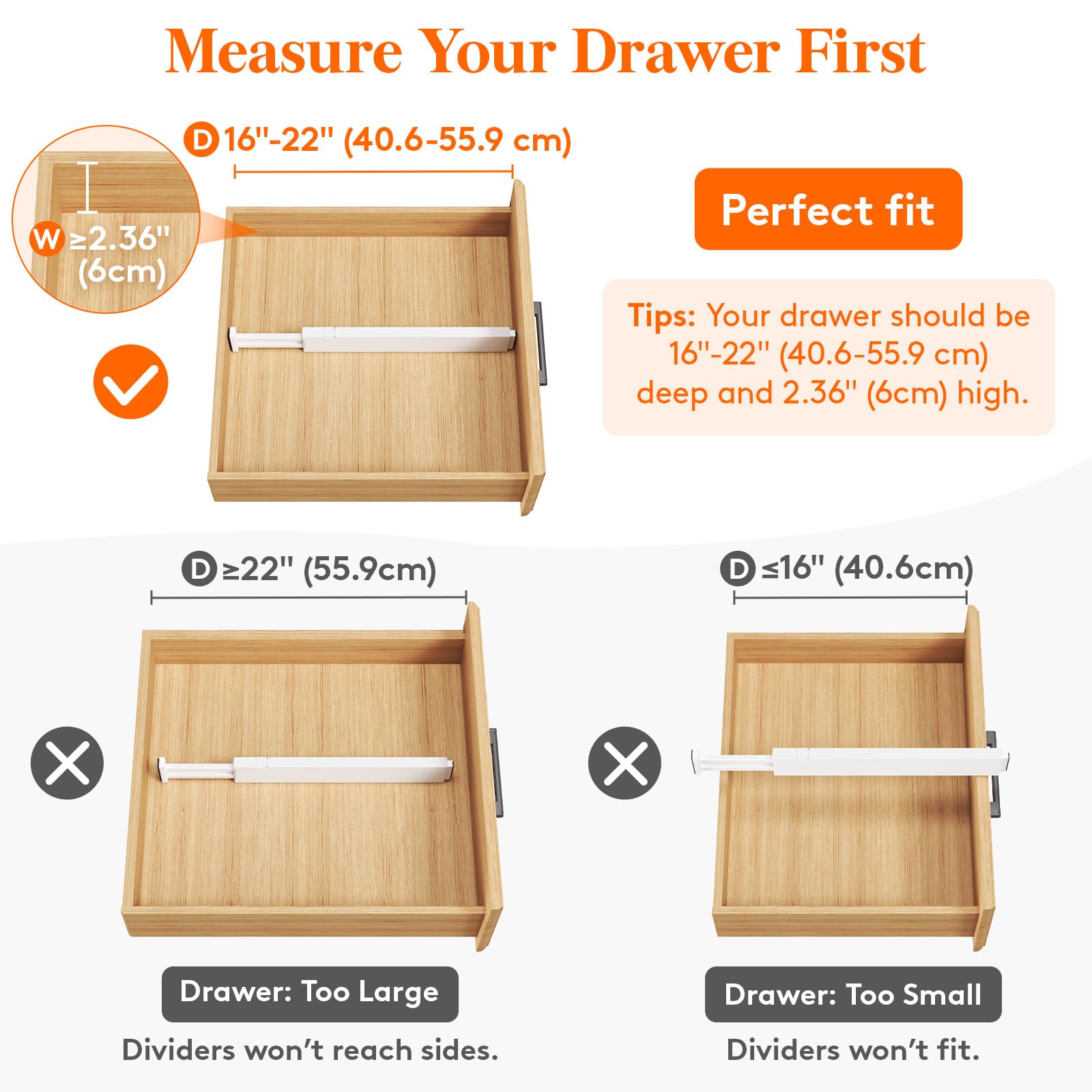 Lifewit divider ends with silicone pads protect drawer surfaces.