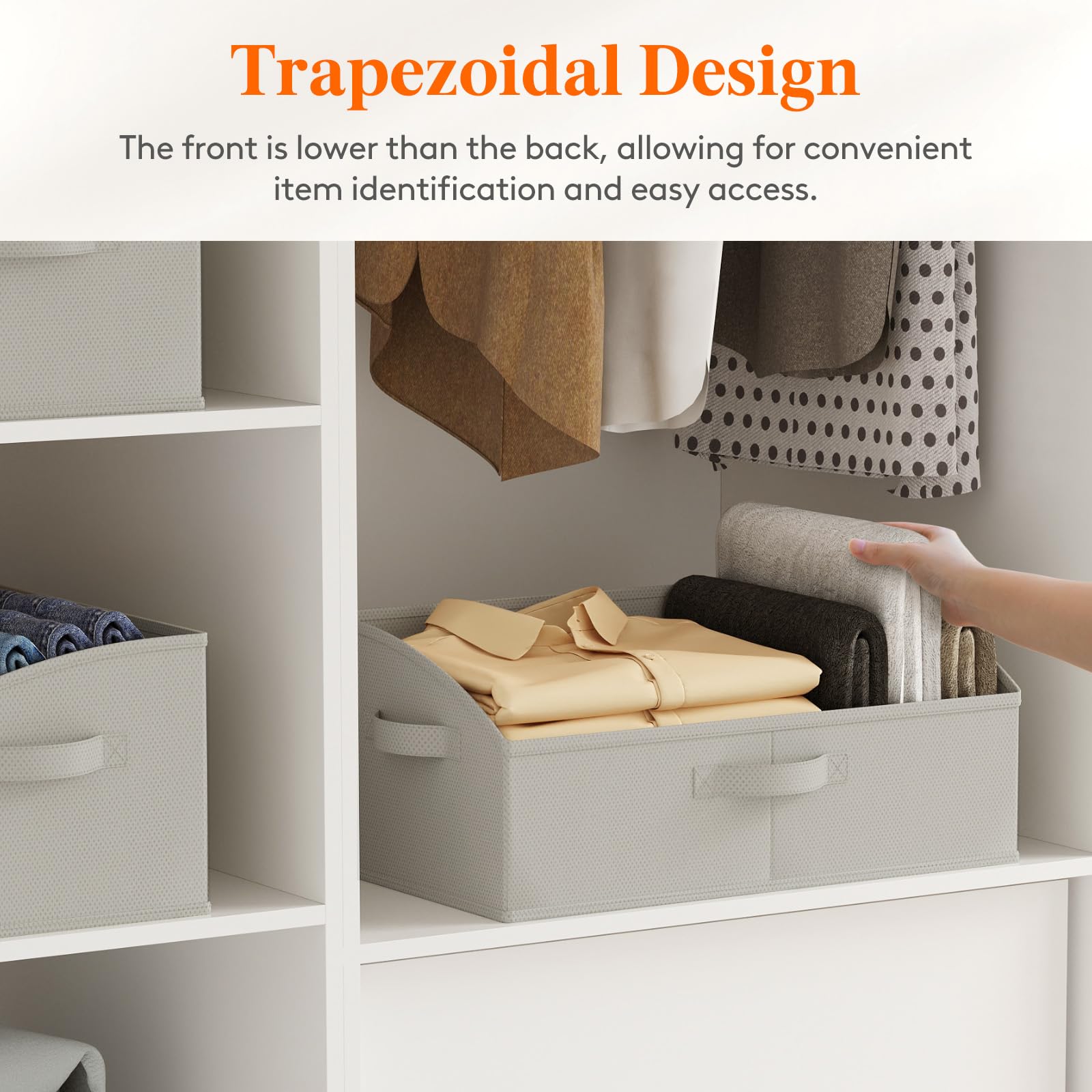Lifewit six-pack closet bins on shelf maintain clutter-free wardrobe.