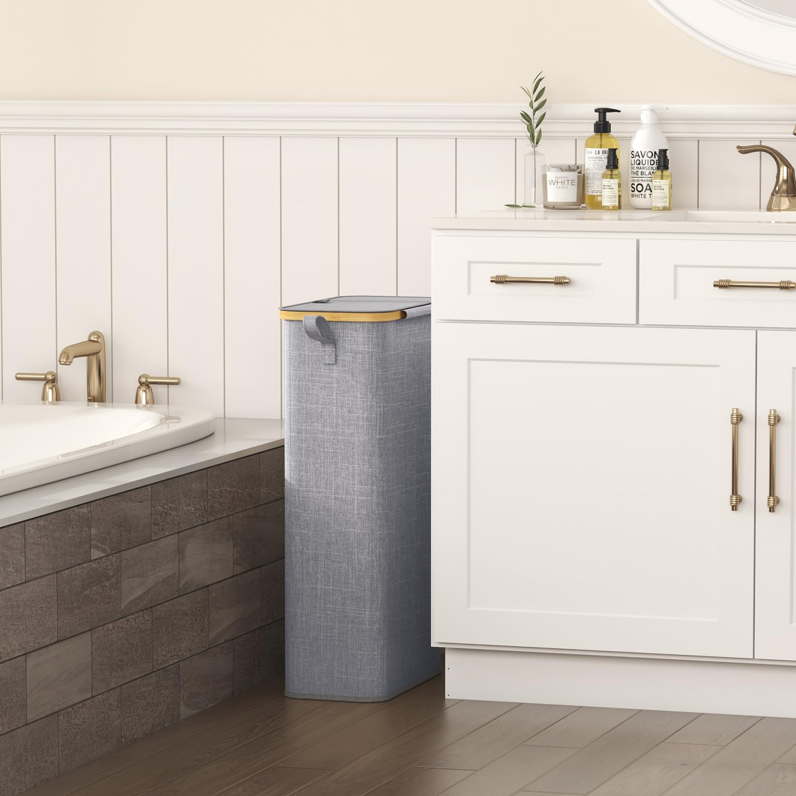 Lifewit slim laundry basket frame demonstrates upright stability with frame and poles.