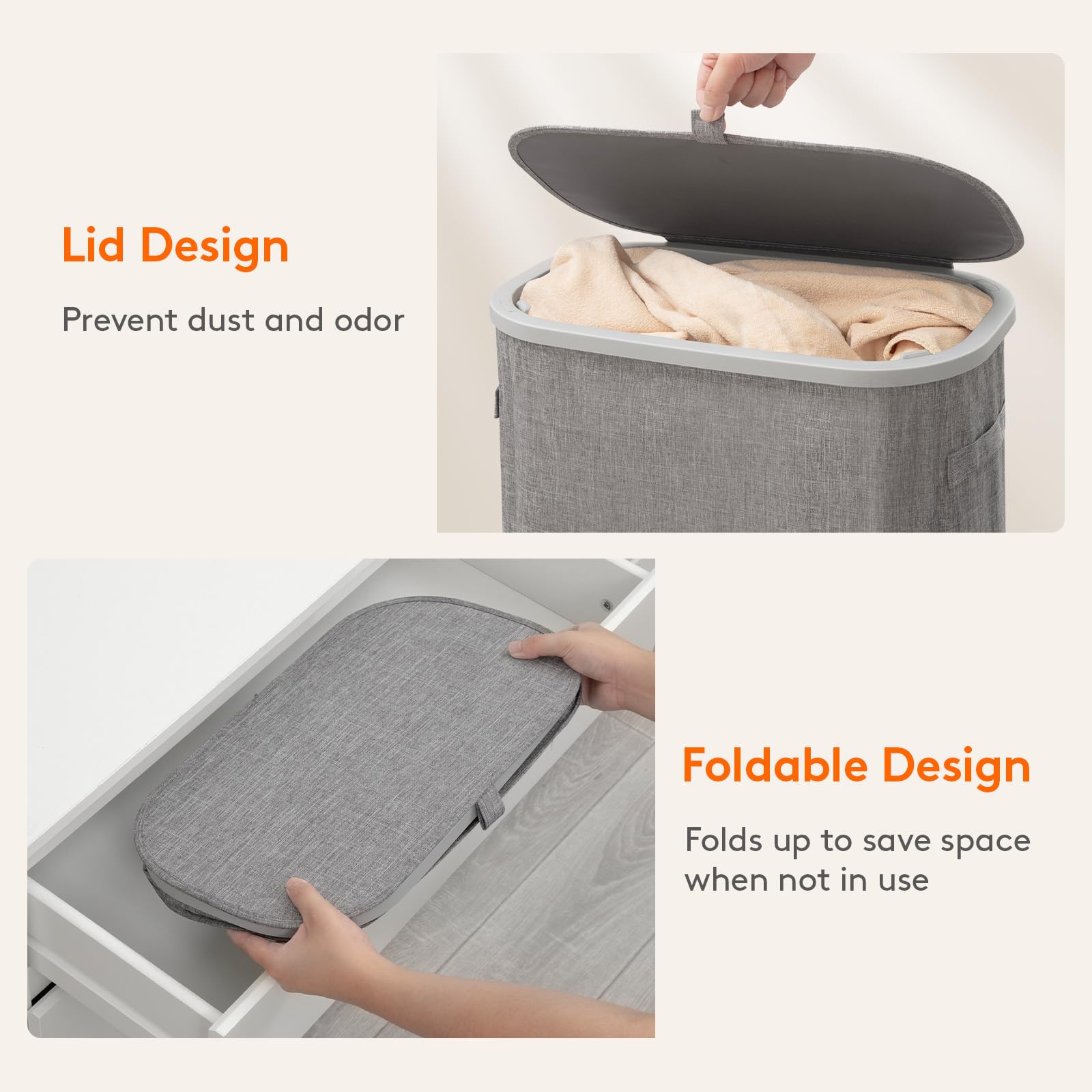 Lifewit Slim Laundry Basket gray color for modern spaces