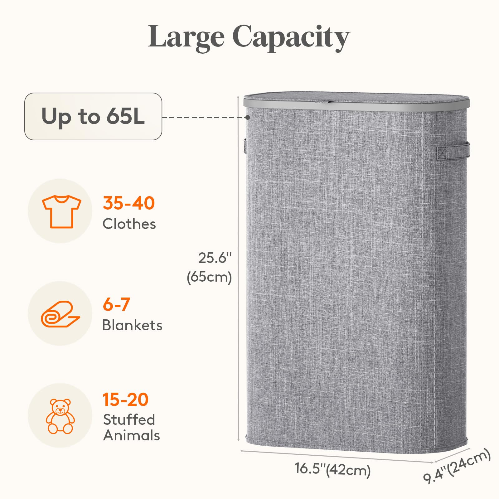 Lifewit Slim Laundry Basket sturdy frame maintains shape during transport