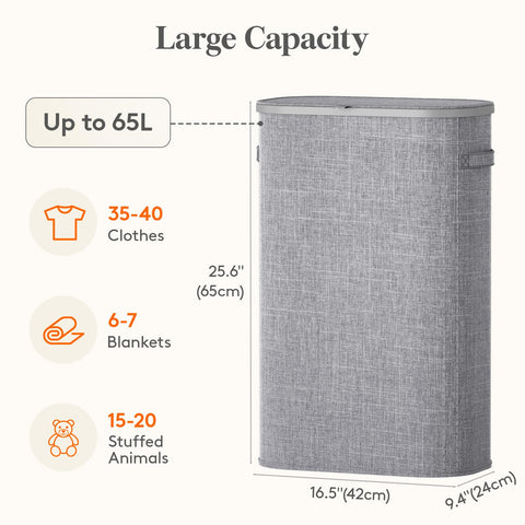 Lifewit Slim Laundry Basket sturdy frame maintains shape during transport