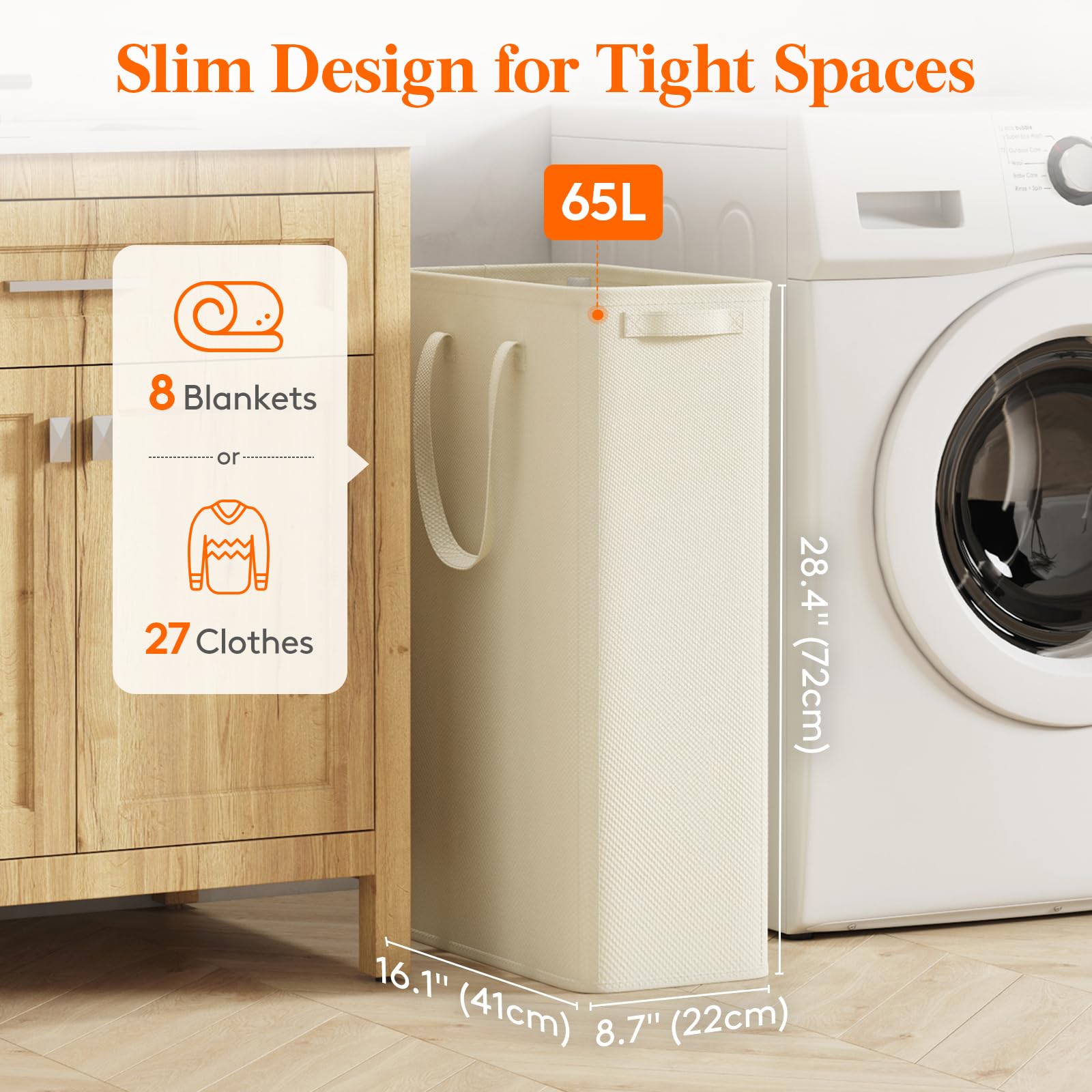 Lifewit slim hamper foldable design allows compact storage.