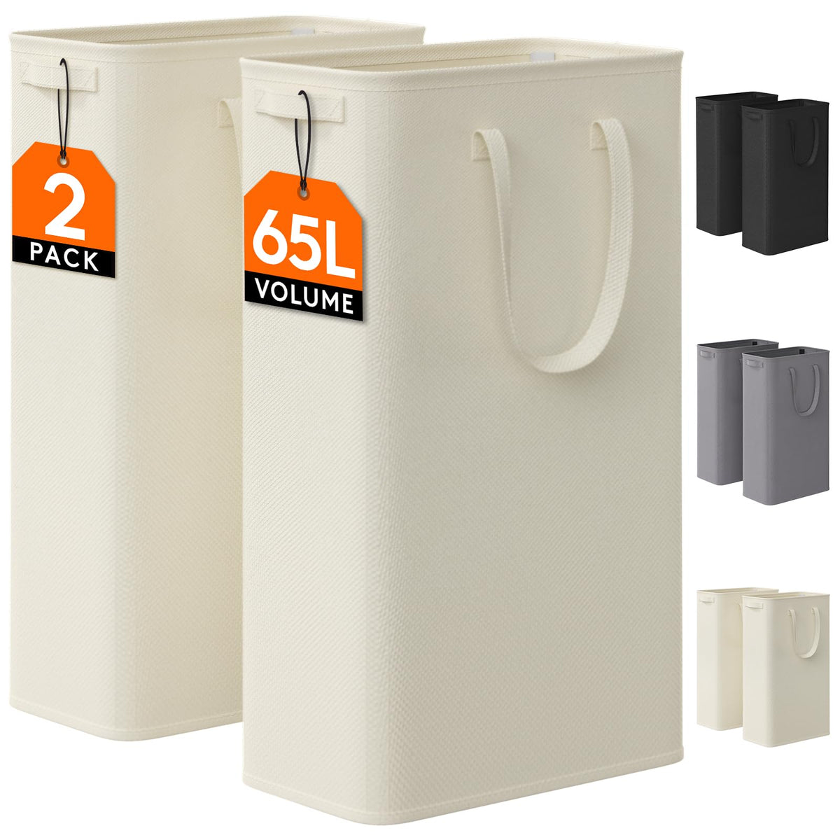 Lifewit slim laundry hamper with side handles for easy transport.