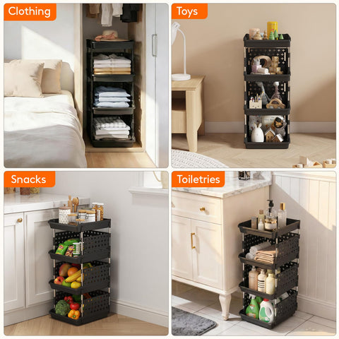 Lifewit stackable baskets 4-tier open-top for easy access