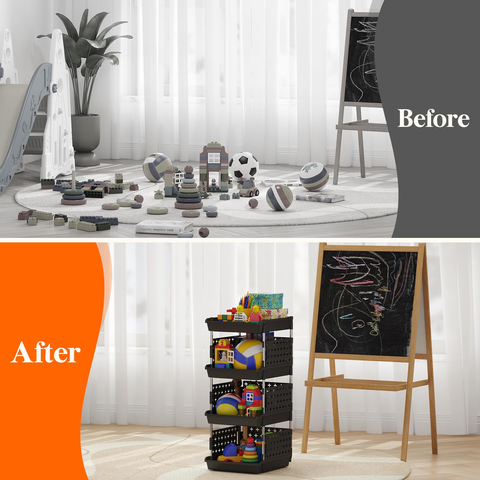 Lifewit stackable baskets in closet and toy storage setup