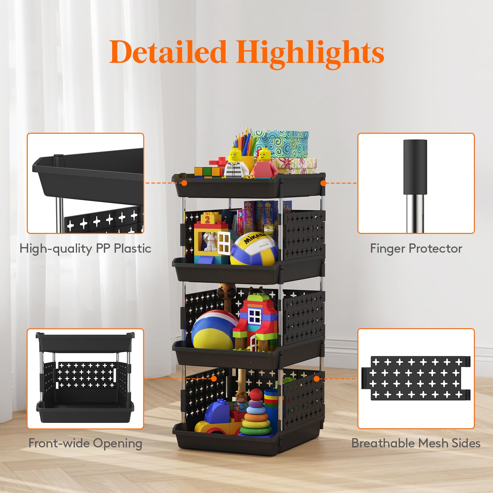 Lifewit stackable baskets made from durable PP plastic for daily use