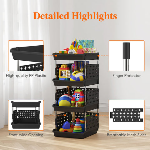 Lifewit stackable baskets made from durable PP plastic for daily use