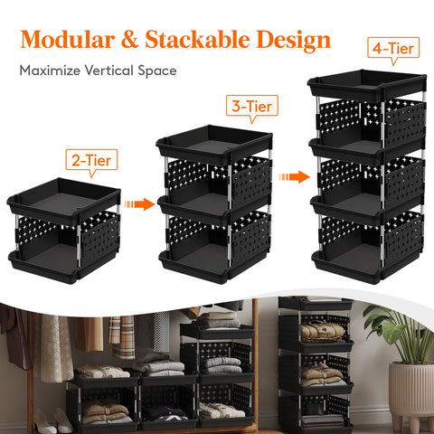 Lifewit stackable baskets in kitchen and pantry use for organization
