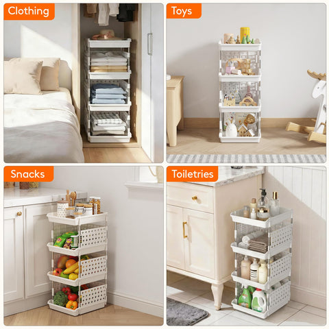 Lifewit four tier storage bins assembled quickly in minutes for mess free setup