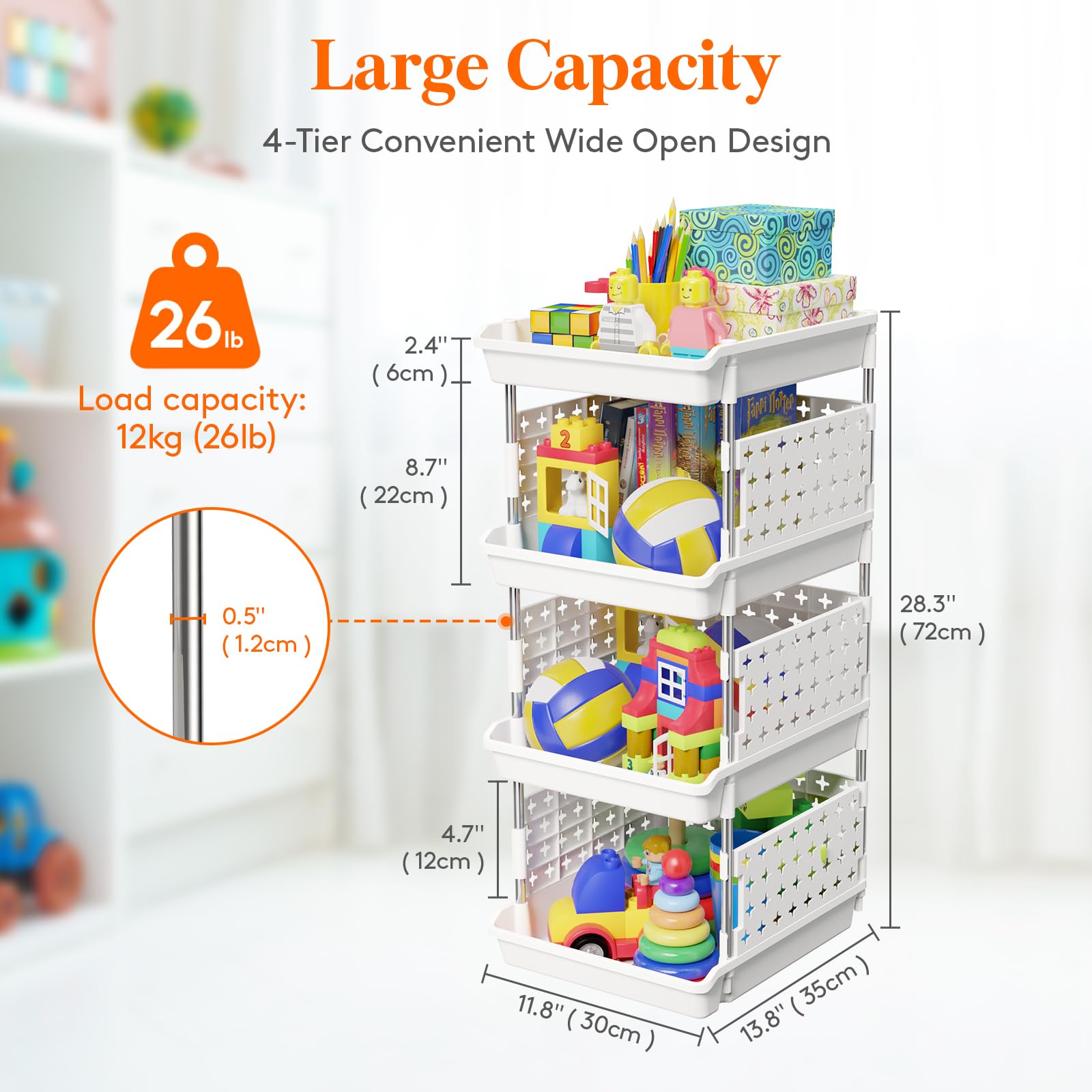 Lifewit stackable bins open top tray for flexible height storage