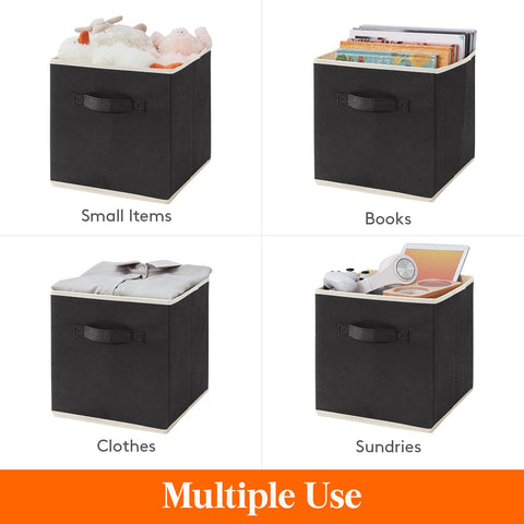Lifewit black fabric bins neatly fit in a closet.