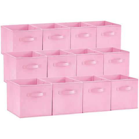 Lifewit Storage Cubes foldable pink 11in for neat shelf organization.