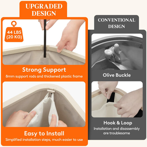 Tear-resistant fabric on Lifewit hamper withstands daily use with lightweight handling.