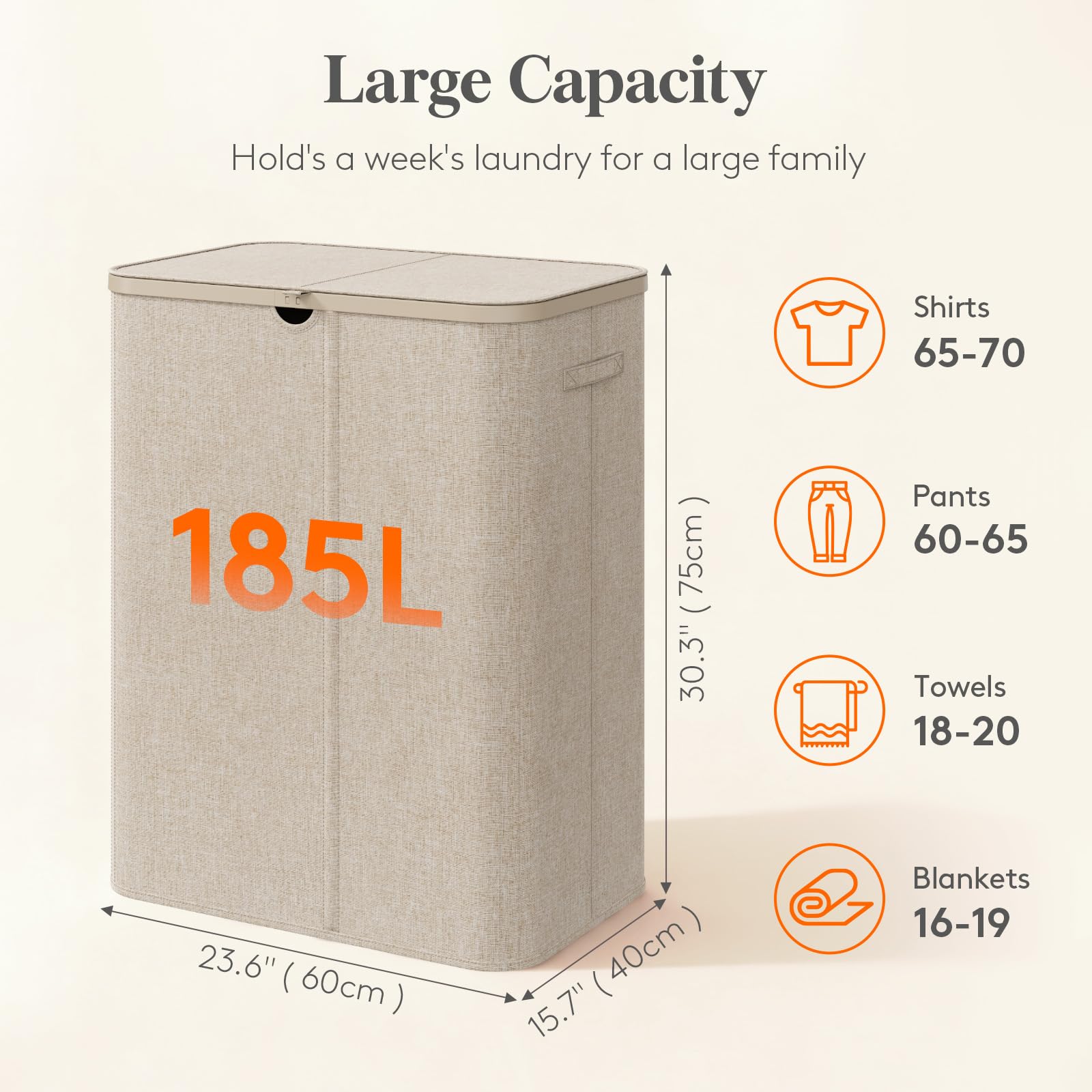 Three removable bags inside Lifewit hamper for easy sorting and transport.