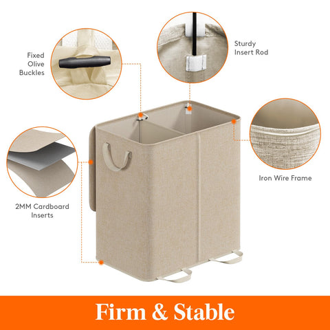 Lifewit two-compartment hamper shown with removable laundry bags for easy sorting.
