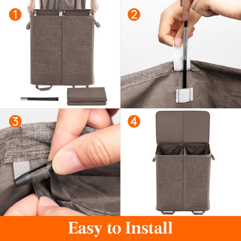 Lifewit two-compartments hamper, side-by-side, easy separation for lights and darks.