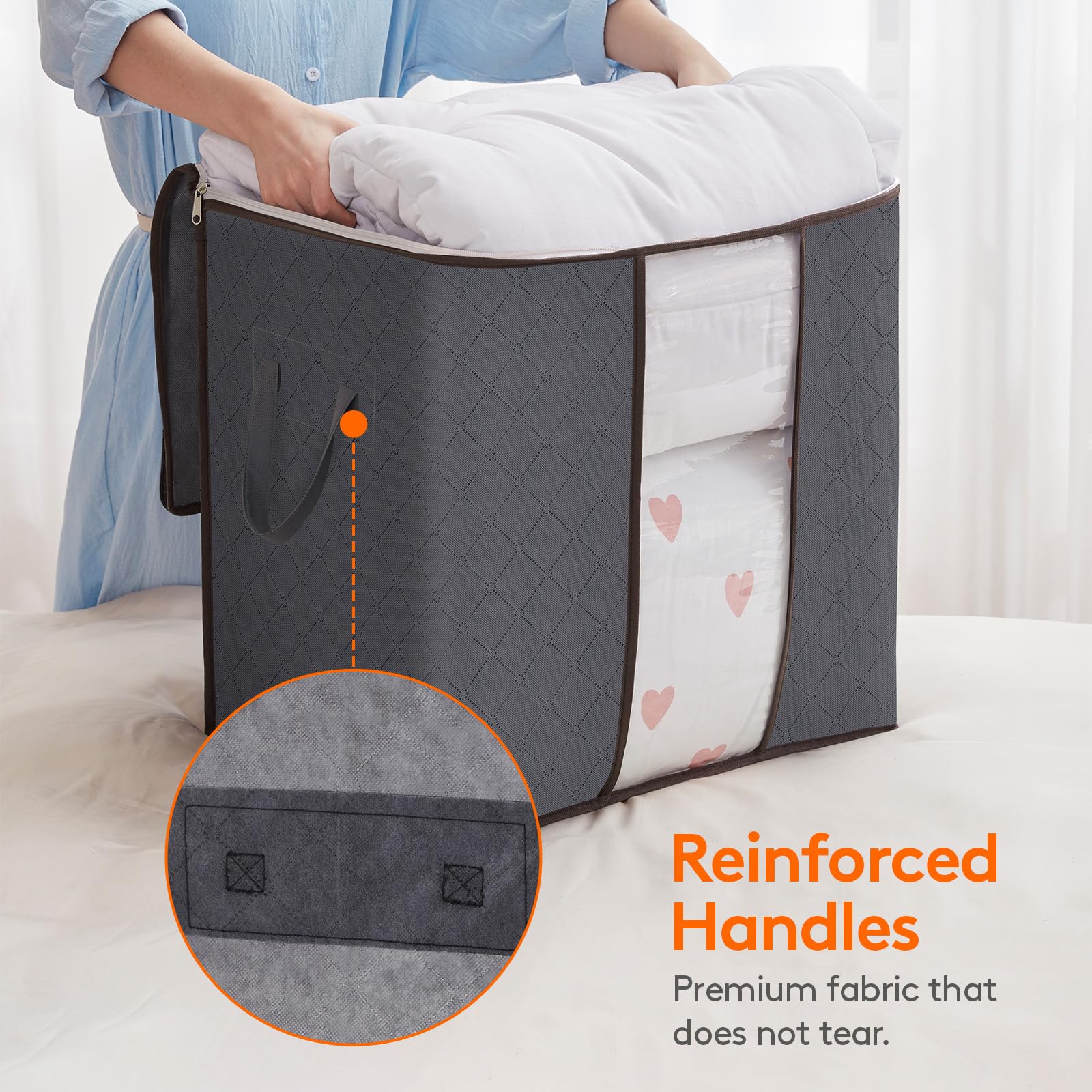 Lifewit storage bin with two-way zipper for easy access when full.