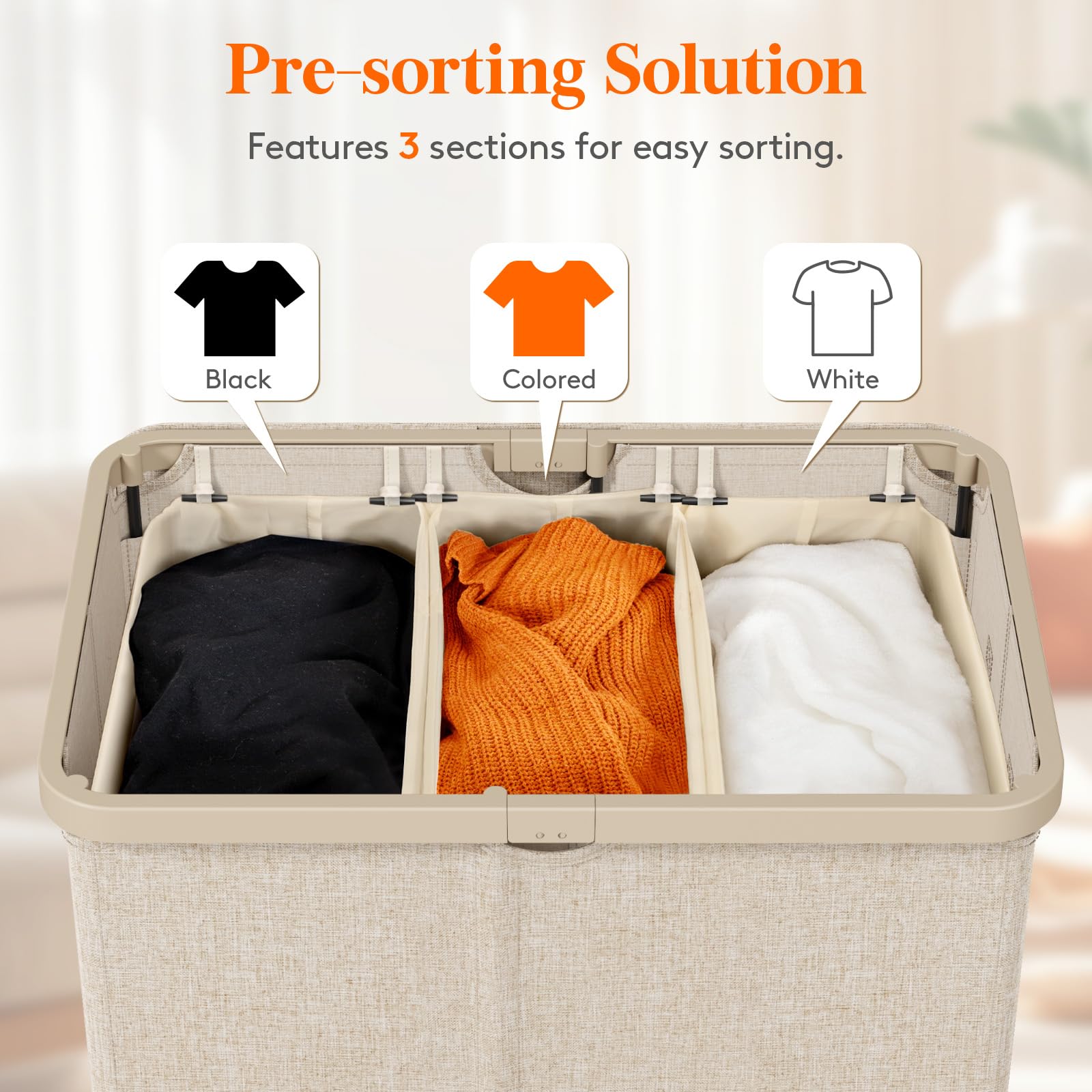 Beige Lifewit basket made of waterproof 300D fabric for easy cleaning.