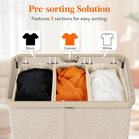 Beige Lifewit basket made of waterproof 300D fabric for easy cleaning.