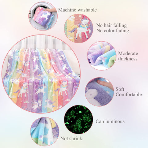 LIFEYJ rainbow-soft-blanket-detail shows vivid unicorn pattern and color.