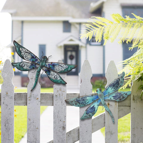 LIFFY dragonfly wall art suitable for patios, adding color and whimsy outdoors.
