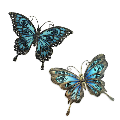 LIFFY metal butterfly wall decor 12-inch 2-pack for outdoor garden ambiance