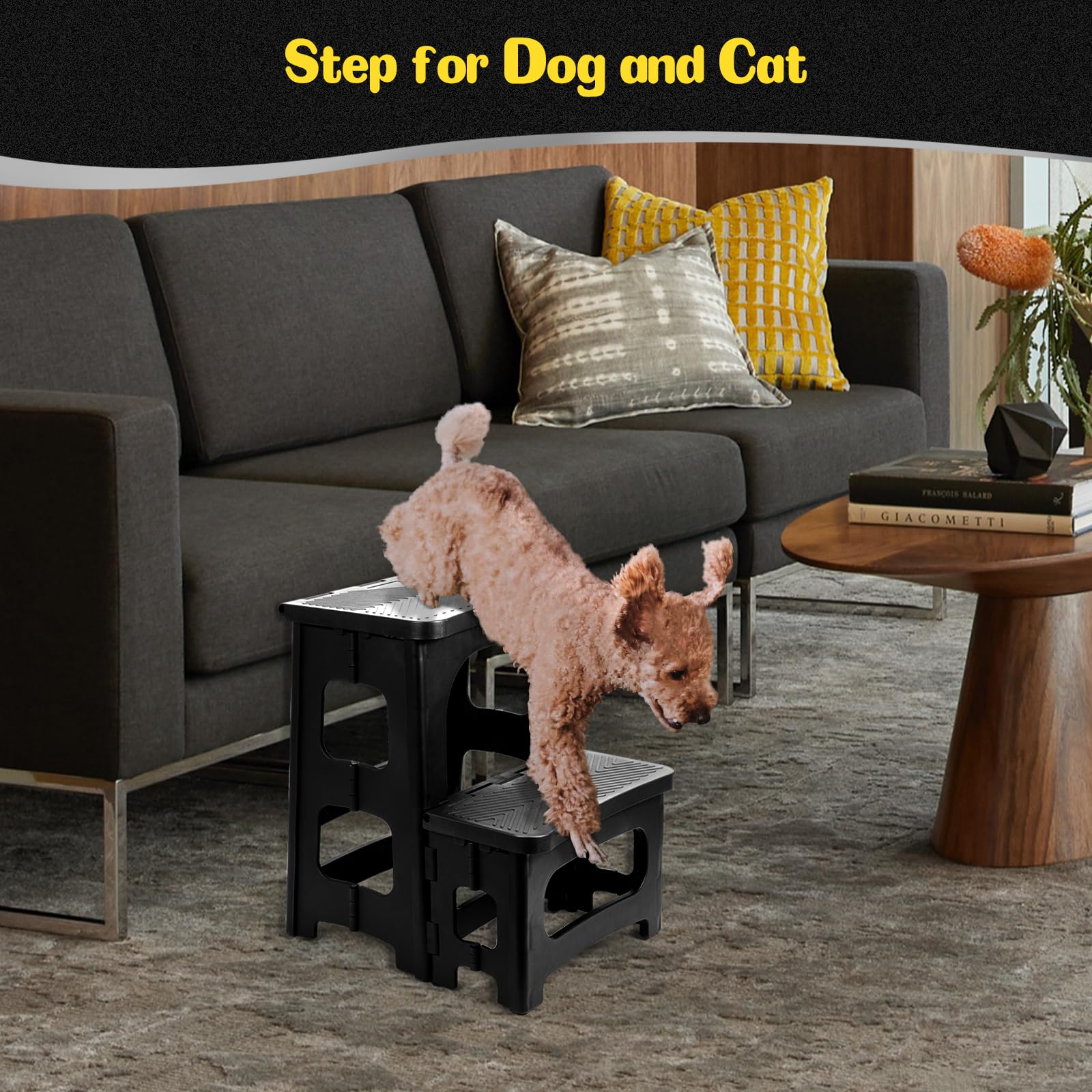 Ligebul two-step stool supports up to 300 pounds with a solid, stable feel.