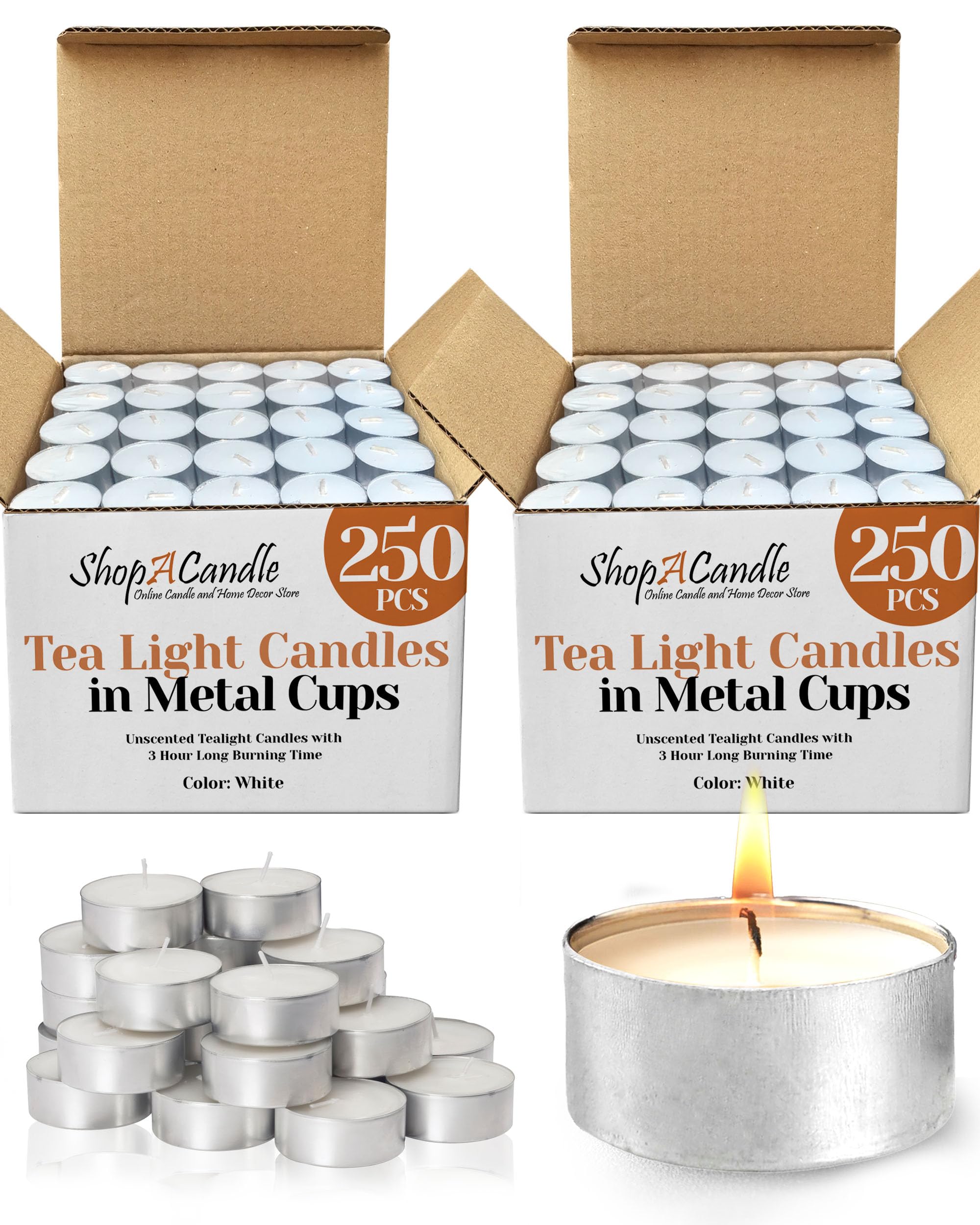 Light In The Dark 500-pack tealights in metal cups ready for stable ambiance