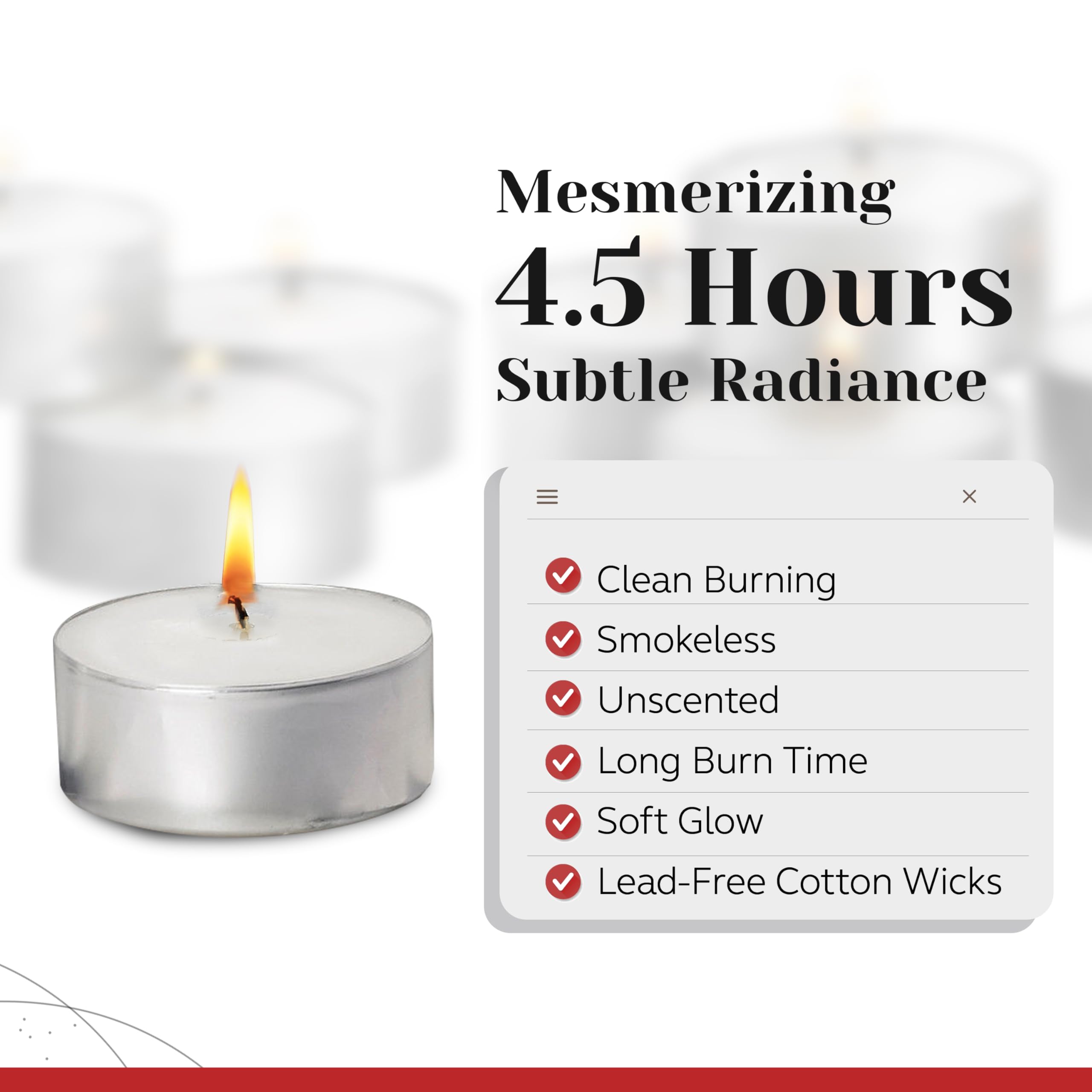 Light In The Dark PARNOO unscented tea light candle for scent-free ambiance.
