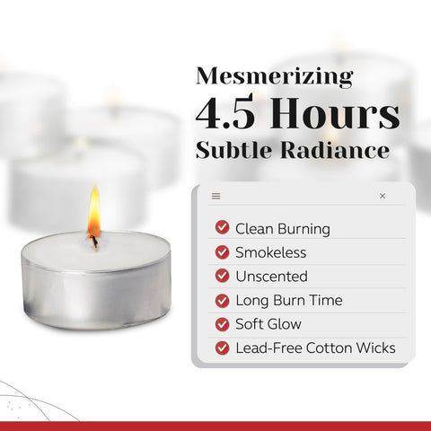 Light In The Dark PARNOO unscented tea light candle for scent-free ambiance.