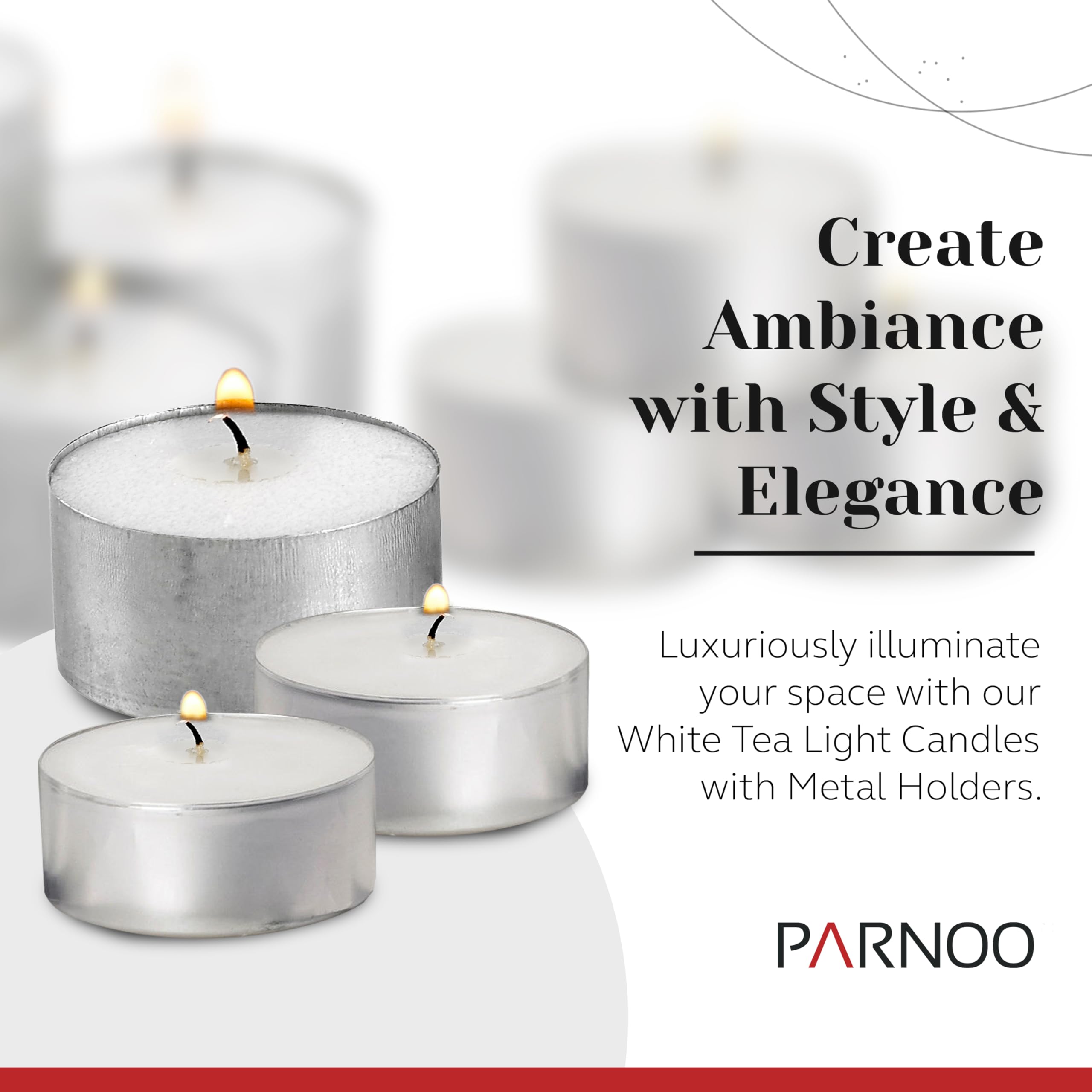 Light In The Dark tea light candle in a metal cup, bulk 250-pack for events.