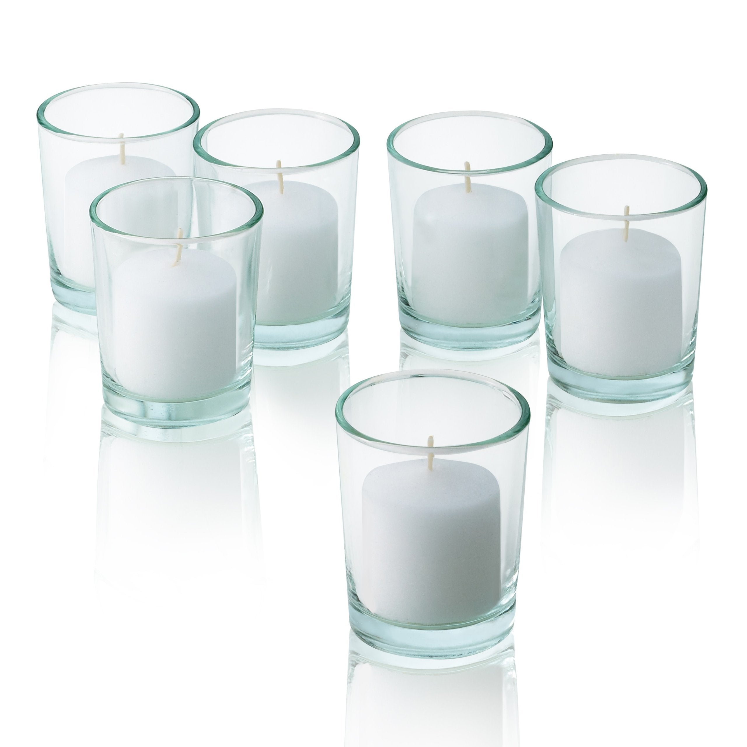 Light In The Dark unscented votives with 10-hour burn for steady ambiance.