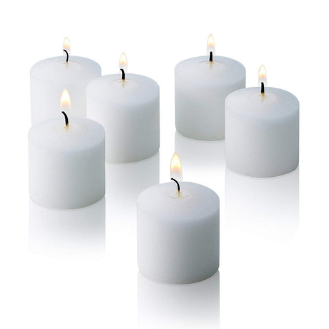 Light In The Dark white votive candles, 72-count box, ideal for bulk event lighting.