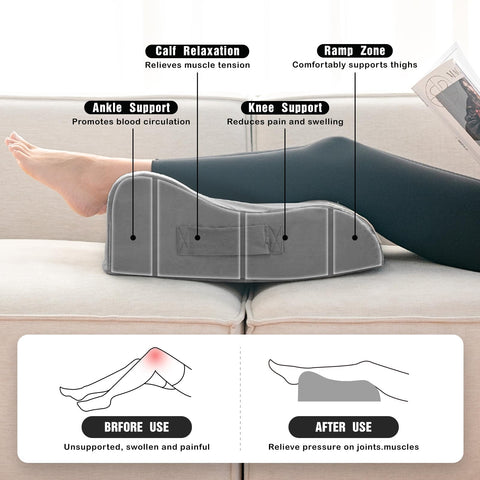 LightEase pillow offers comfy yet firm memory foam support for legs.