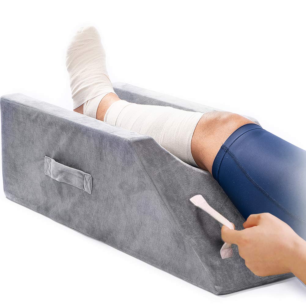 LightEase memory foam leg-support in use elevating the leg for comfort