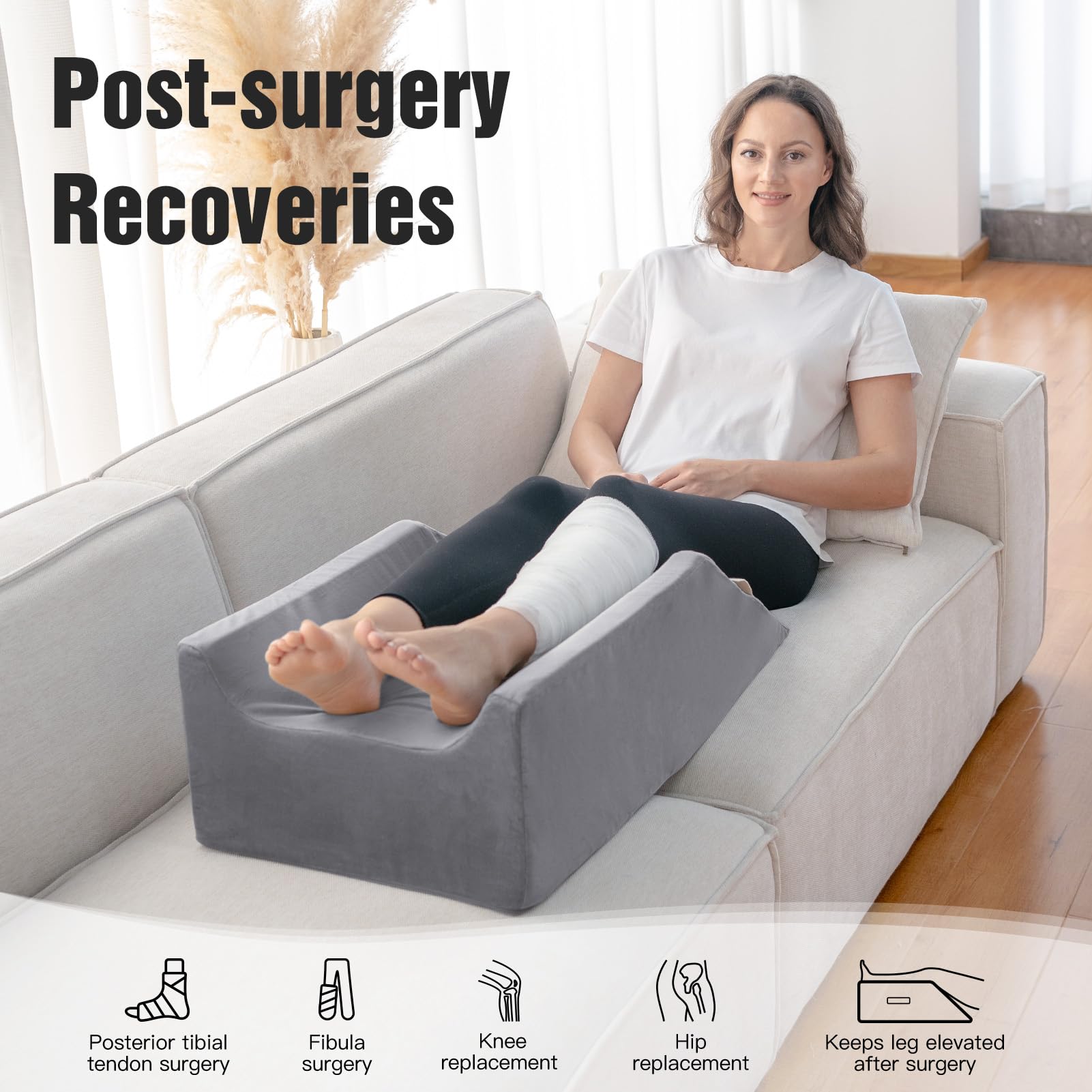 LightEase memory foam leg wedge offers firm, comfortable elevation.