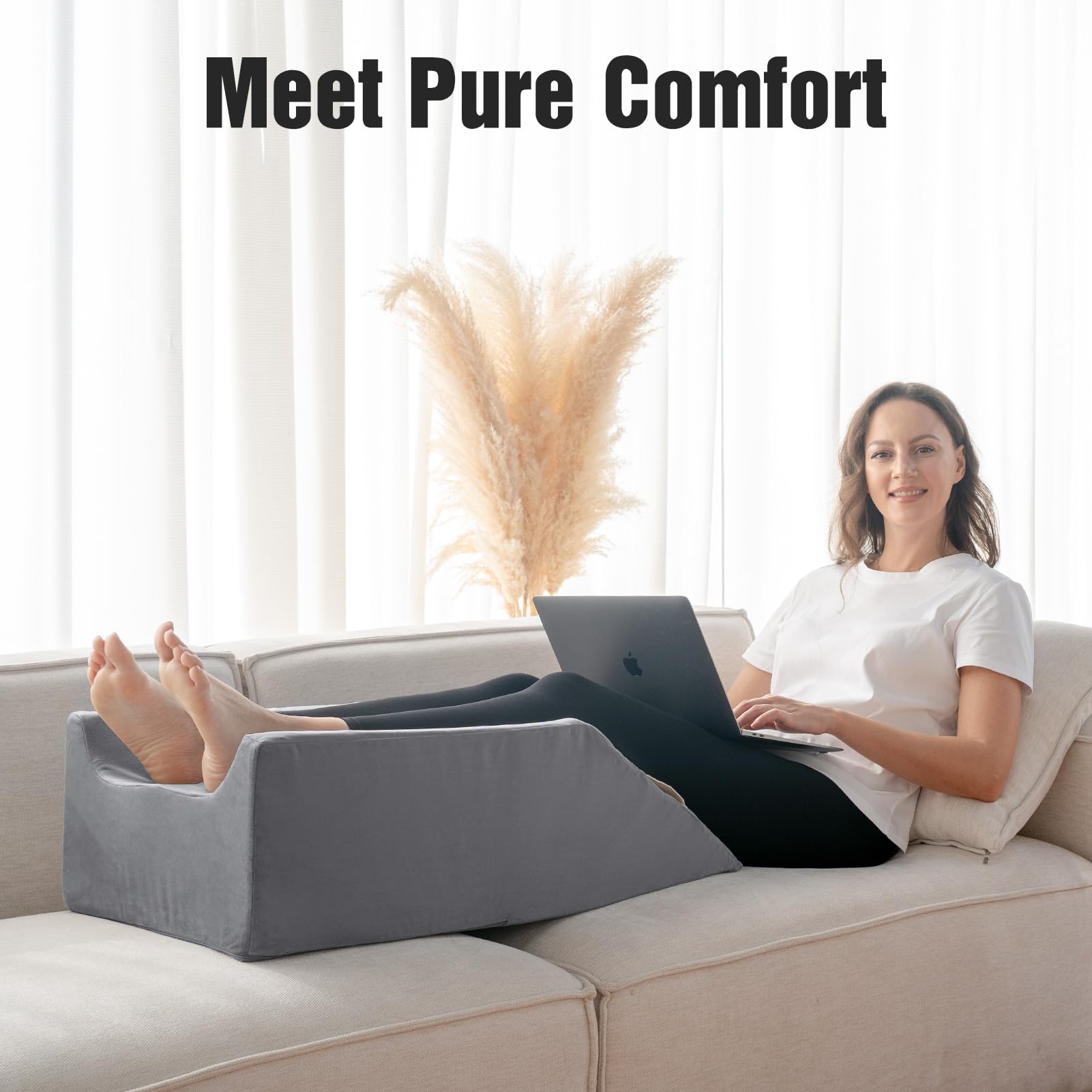 LightEase multi-use leg elevating pillow doubles as a relaxing foot rest.
