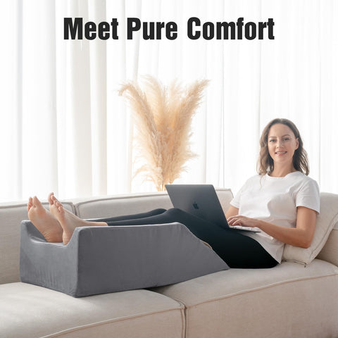 LightEase multi-use leg elevating pillow doubles as a relaxing foot rest.