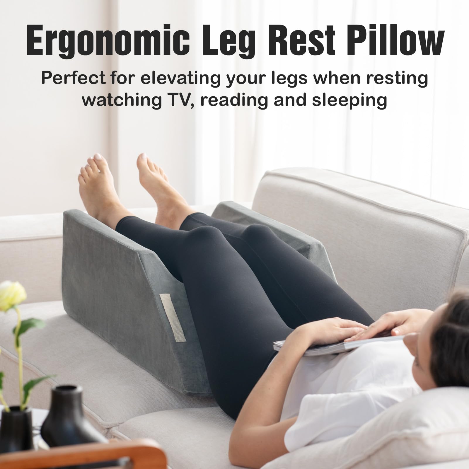 LightEase post-surgery leg elevation setup keeps legs aligned and elevated.