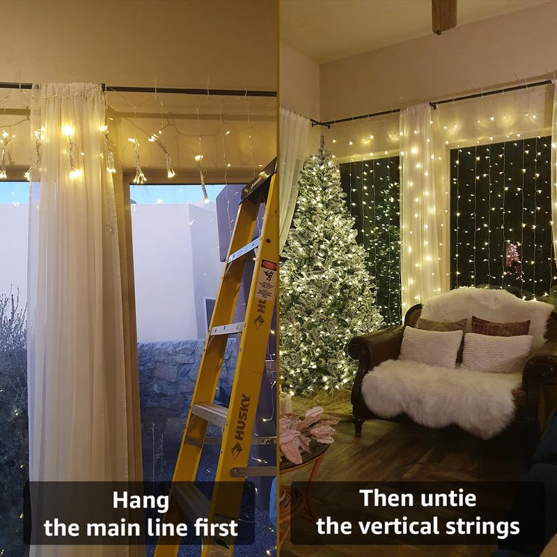Lighting EVER 306 LED curtain lights eight modes stay-on for versatile atmospheres