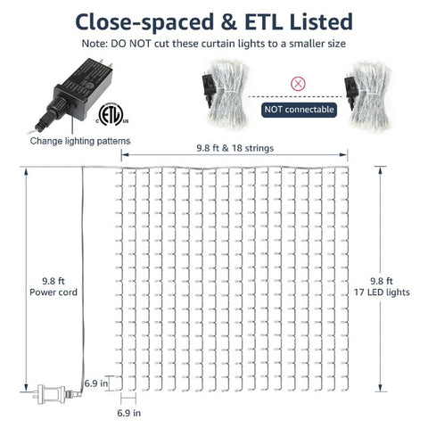Lighting EVER 306 LED curtain lights memory function saves preferred settings