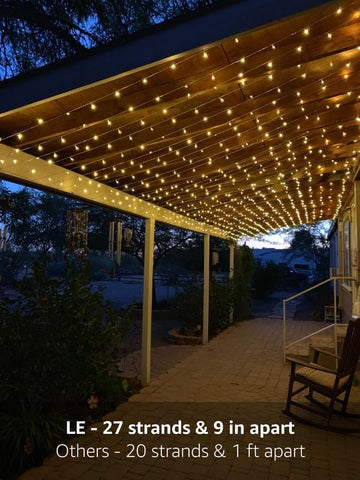 Lighting EVER 594 LED curtain lights ideal for wedding-backdrop setup.