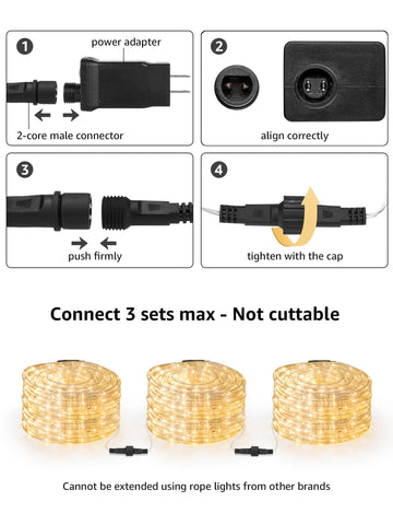 Lighting EVER LE rope light connected up to three sets for extended runs