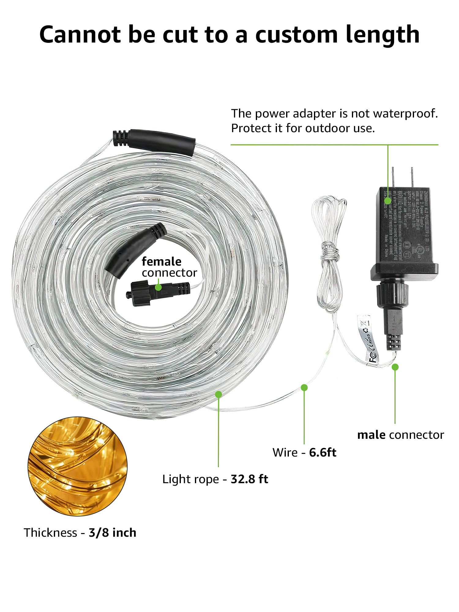 Lighting EVER LE IP65 weatherproof rope light withstands outdoor conditions