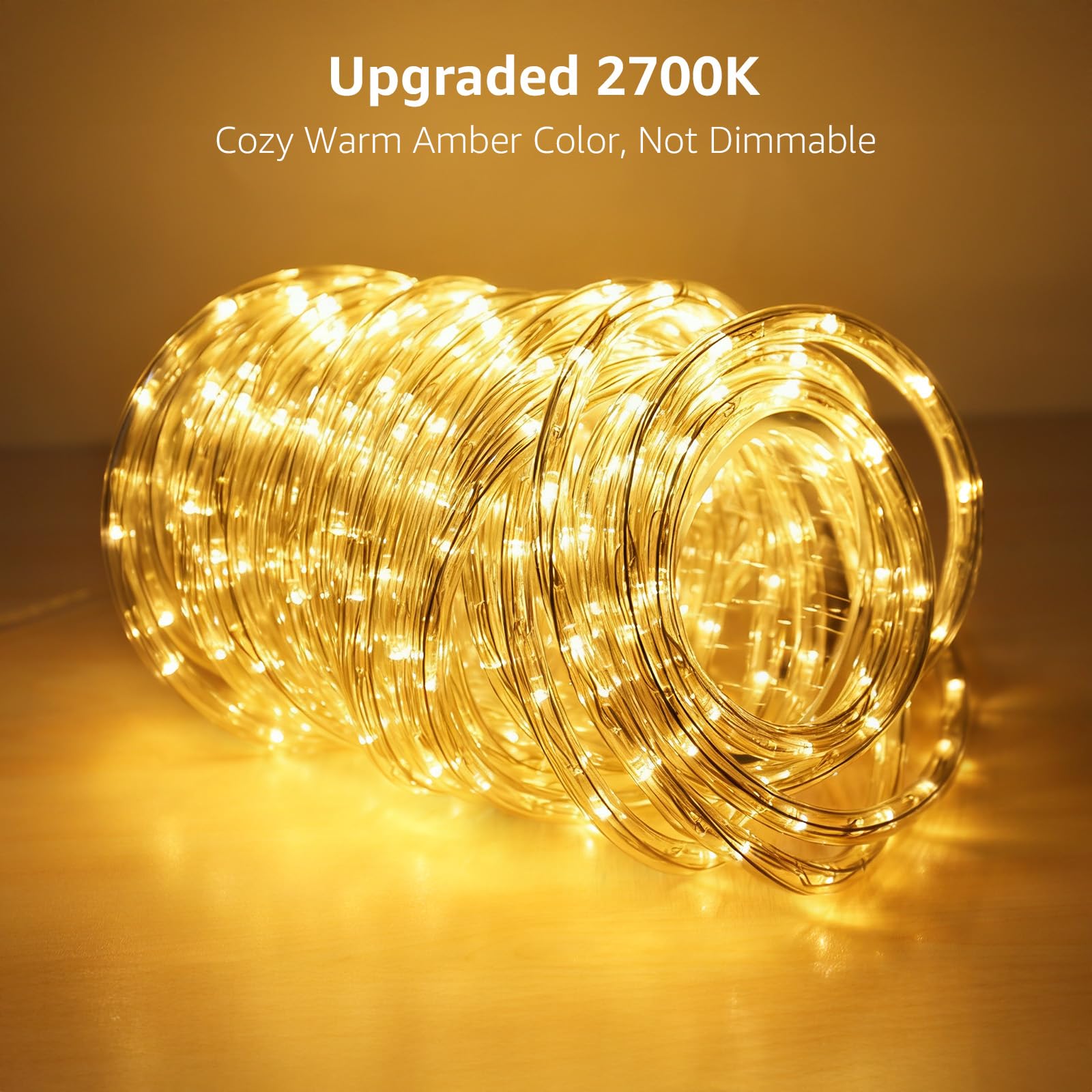 Lighting EVER LE 33ft warm white 2700K rope light creates cozy deck lighting